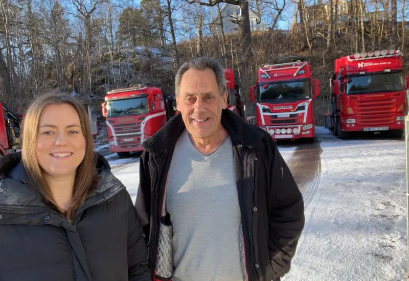 Tina och Kjell Nilsson på Bröderna Holmström Åkeri AB i Trångsund som använder Workify på åkeriet.
