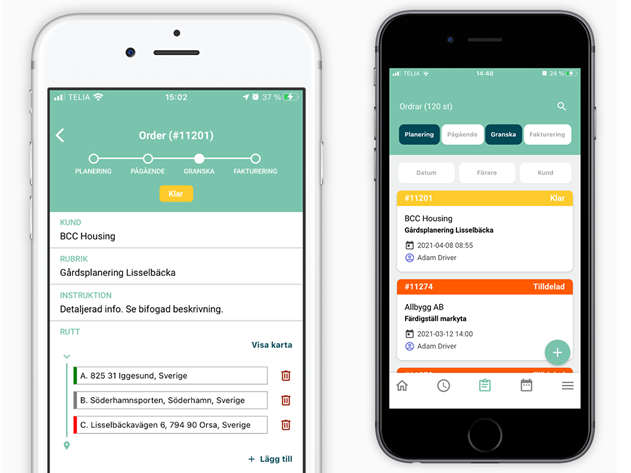 Skärmdump ur Ordermodulen i Workify Affärssystem