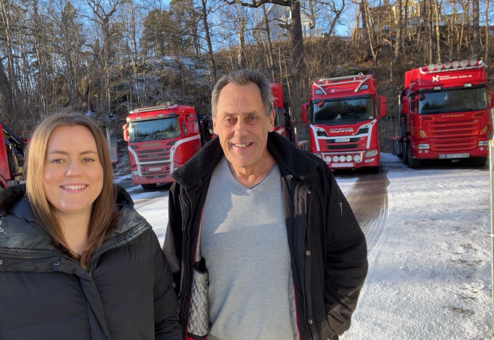 Tina och Kjell Nilsson på Bröderna Holmström Åkeri AB i Trångsund som använder Workify på åkeriet.